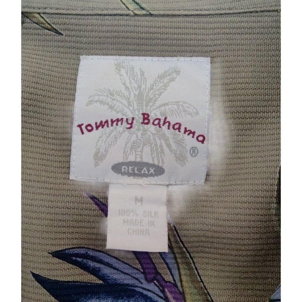 Tommy Bahama Relax Men's Medium Silk Hawaiian Shirt Bird Of Paradise Print Beige - Picture 5 of 10
